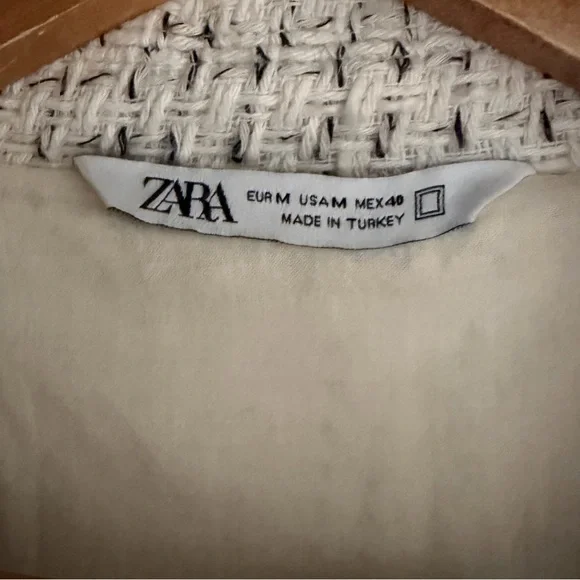 Zara Textured Cream Tweed Long Sleeve Overshirt/Jacket “Shacket” Size M - Picture 14 of 16